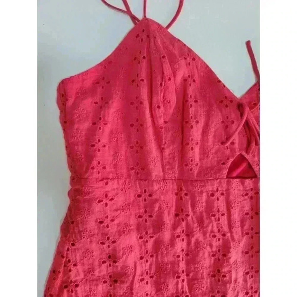 Lulus Summer Red Eyelet Lace Mini Dress Keyhole Adjustable Straps L - Picture 3 of 6